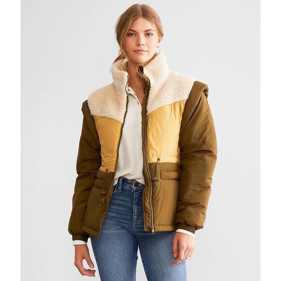 Steve Madden Hana Pieces Sherpa Convertible Coat Women’s Medium Mixed Material - Picture 1 of 12